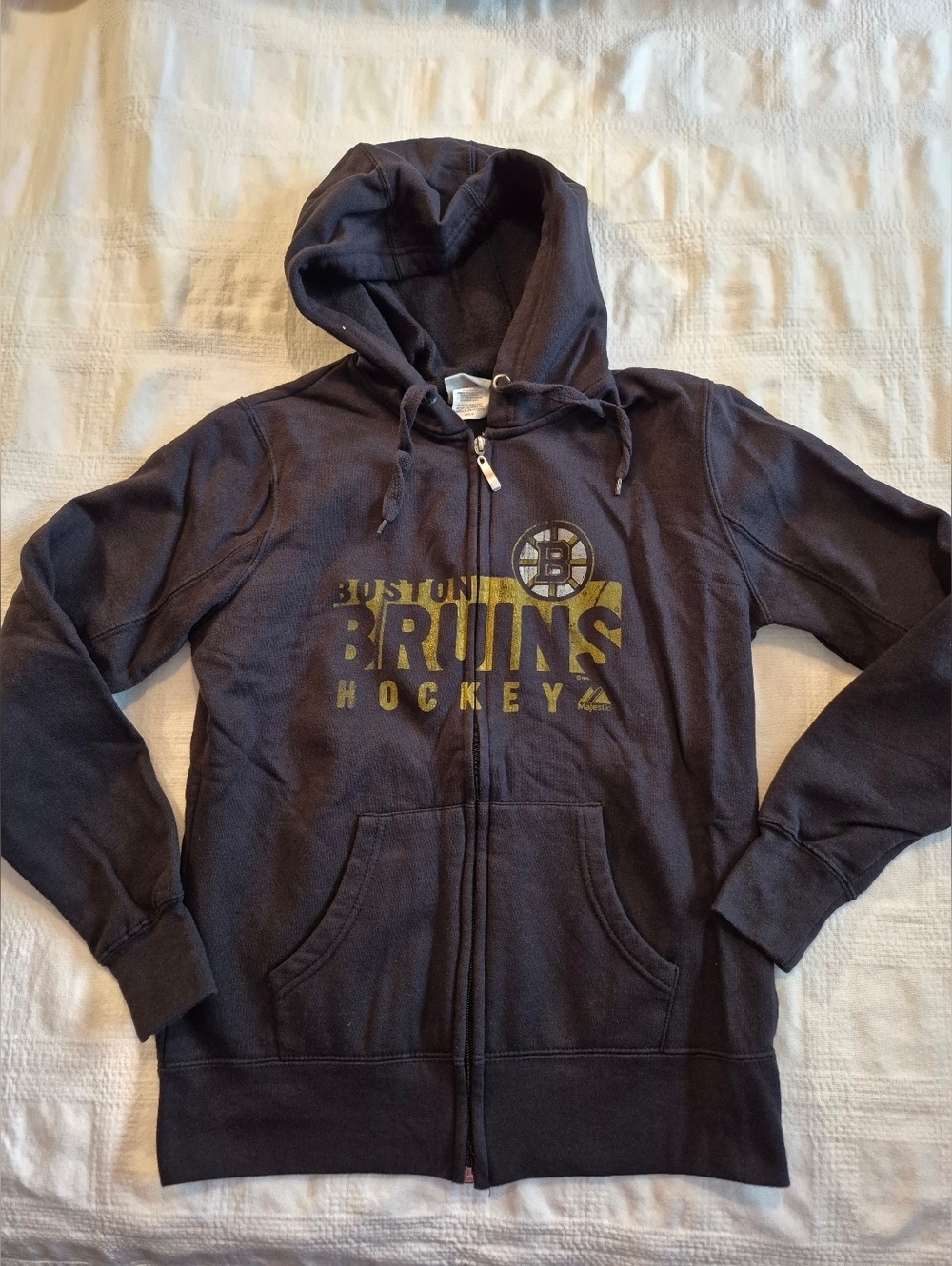 Majestic Boston Bruins women's size Small long sleeve black zip up VGUC